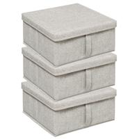 5Five Opbergdoos/box met deksel - 3x - lichtgrijs - L31 x B31 x H15 cm - Stevig karton/polyester