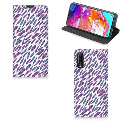 Samsung Galaxy A70 | Hoesje met Magneet | Feathers Color Samsung Galaxy A70 | Hoesje met Magneet | Feathers Color