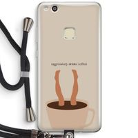 Aggressively drinks coffee: Huawei Ascend P10 Lite Transparant Hoesje met koord