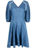 3.1 Phillip Lim robe col v à coutures contrastantes - Bleu