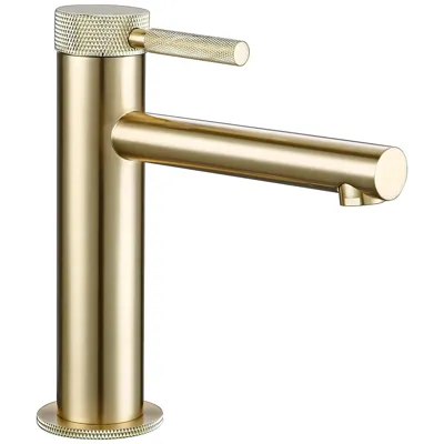 GoldKnurl One - Luxe Geborsteld Gouden Wastafelkraan met 360° Rotatie