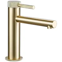 GoldKnurl One - Luxe Geborsteld Gouden Wastafelkraan met 360° Rotatie