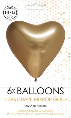 Hartjesballonnen Chrome Goud 30cm (6st)