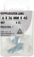 Koppelbout lang 6x36mm wit 4st - Deltafix