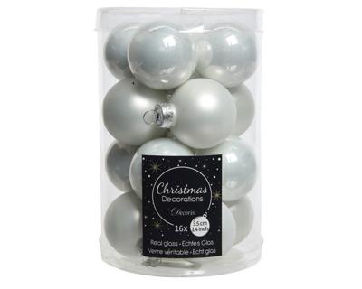 16 Glazen balletjes 35 mm winter wit - Decoris