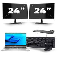 HP EliteBook 840 G7 - Intel Core i5-10e Generatie - 14 inch - 16GB RAM - 256GB SSD - Windows 11 + 2x 24 inch Monitor
