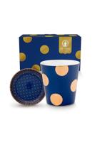 Pip Studio Set Mok zonder Oor & Theetip Dot Delight Navy/Goud 290ml
