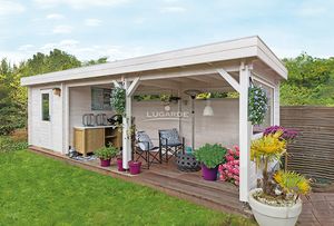 Lugarde Blokhut B18 800x200 cm - 44 mm- Plat dak- Hout- Lugarde