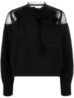 sacai blouse en dentelle à effet de transparence - Noir