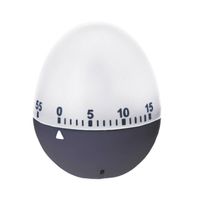 Kookwekker/eierwekker in ei vorm - kunststof - 7 cm - Wit/grijs - Kookwekkers - thumbnail