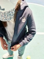 Sportieve meisjessweater met rits en capuchon. blauw - thumbnail