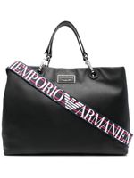 Emporio Armani sac à main en cuir à plaque logo - Noir - thumbnail