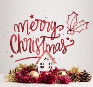 Kerst raamstickers Vrolijk kerstfeest in het rood