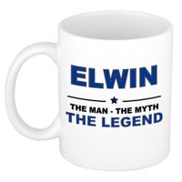 Naam cadeau mok/ beker Elwin The man, The myth the legend 300 ml   -