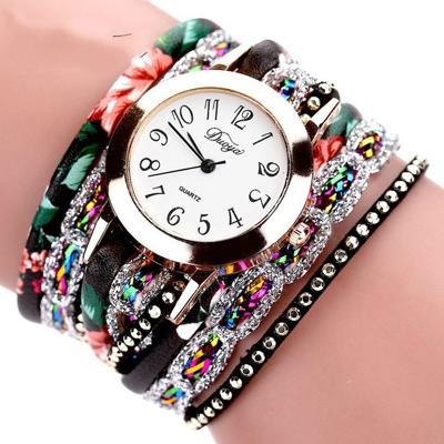Douya D048 nationale stijl cirkel armband quartz horloge (zwart)