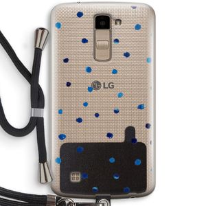 Blauwe stippen: LG K10 (2016) Transparant Hoesje met koord