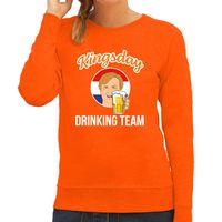 Kingsday drinking team sweater oranje voor dames - Koningsdag truien 2XL  -