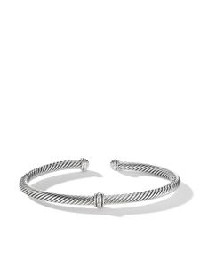 David Yurman bracelet en argent sterling Cable Classic Center Station serti de diamants