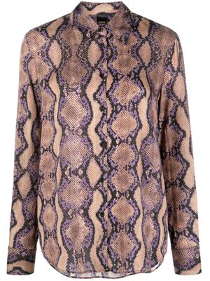 PINKO chemise à imprimé peau de serpent - Marron