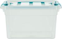 Whitefurze Carry Box opbergdoos 13 liter, transparant met blauwe handvaten