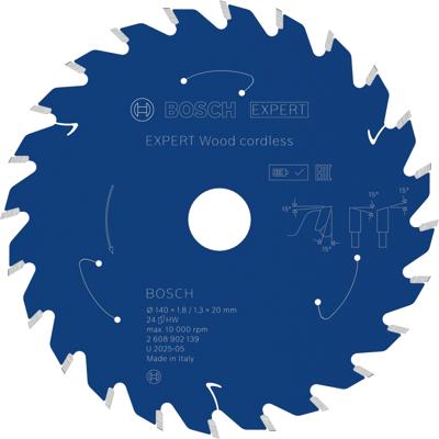 Bosch Accessoires EXPERT Wood cordless Cirkelzaagblad | 140 x 1,8/1,3 x 20 mm | T24 - 2608902139
