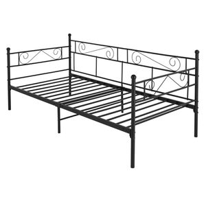ML-Design metalen bed zwart, 90x200 cm, op stalen frame met hoofdbord en voeteneind