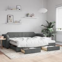 Slaapbank onderschuifbed en lades 90x190 cm stof donkergrijs
