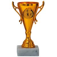 Luxe trofee/prijs beker met sierlijke oren - brons - kunststof - 13 x 8 cm - sportprijs   - - thumbnail