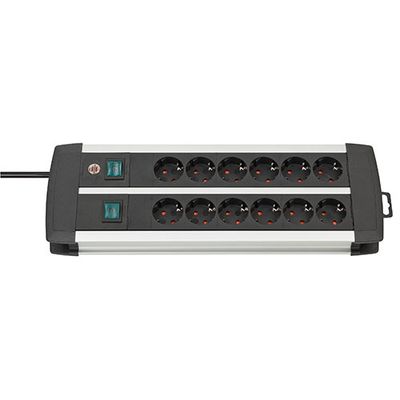 Brennenstuhl 1391000912 Premium Duo Alu-Line Stekkerdoos | 12 Sockets | 3 meter | Aan/Uit Schakelaar