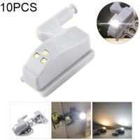 10 stuks 0.3W universele innerlijke scharnier LED Sensor lamp kast 3 LEDs nachtlampje Auto on/off Bulb(White Light)