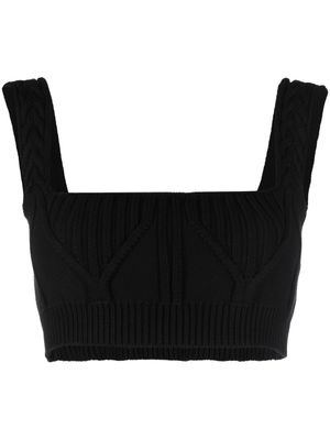 The Attico haut Miles crop en maille nervurée - Noir