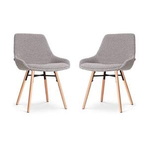 Nolon Nena-Isa Eetkamerstoelen Set van 2 - Bouclé Taupe - Houten Poten