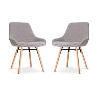 Nolon Nena-Isa Eetkamerstoelen Set van 2 - Bouclé Taupe - Houten Poten