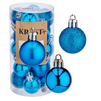 40x stuks kerstballen helder blauw kunststof 3 cm glitter, glans, mat - thumbnail