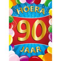 Verjaardag deurposter - 90 jaar - multi - 59 x 84 cm - leeftijd feestartikelen
