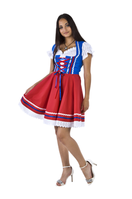 Mini dirndl blauw rood