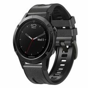 leer + siliconen bandje - Donkergrijs - Garmin Fenix 7 / 6 / 5