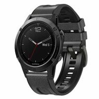 leer + siliconen bandje - Donkergrijs - Garmin Fenix 7 / 6 / 5 - thumbnail