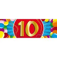 10 jaar leeftijd sticker - 19 x 6 cm - verjaardag - jubileum - versiering