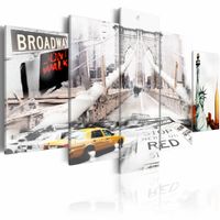 Schilderij - New York City - Don't walk,  Wit, 5luik, premium print - thumbnail