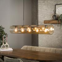 LifestyleFurn Hanglamp 'Wessley' Amber glas en Artic black, 5-lamps