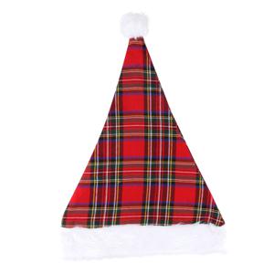 Henbrandt Kerstmuts - rood geruit - 30 x 40 cm - polyester - voor volwassenen