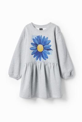 Jurk met bloemenillustratie - BLACK - 11/12