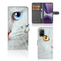 OnePlus 8T | Telefoonhoesje | Met pasjeshouder | Witte Kat