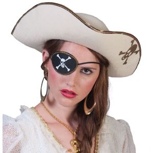 Piratenfeest witte piratenhoed met schedel   -