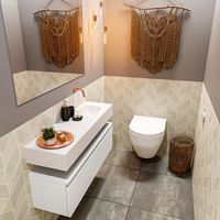 Toiletmeubel Mondiaz Andor | 100 cm | Meubelkleur Talc | Lex vrijhangend wastafel Talc Rechts | Zonder kraangat