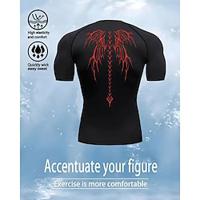 Voor heren Compressieshirt Atletisch shirt Korte mouw T-shirt Casual Sportkleding Ademend Sneldrogend Hoge rek Sportschooltraining Hardlopen Wandelen Sportkleding Sportkleding Grafisch Zwart Wit Lightinthebox