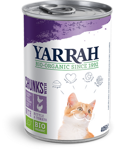 Yarrah natvoer kat blik chunks bio kip & kalkoen 405gr