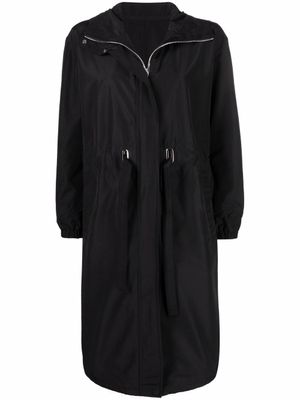 Yves Salomon manteau zippé à capuche - Noir
