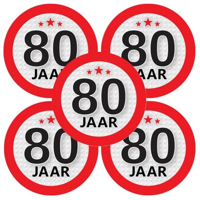 80 jaar leeftijd sticker - 10x - rond - Dia 9 cm - 80 jaar verjaardag - jubileum - leeftijd versieri